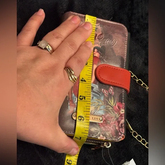 NEW🔥Nicole Lee wallet Croosbady   with chain Brown colorful ❤️🤎💙phone case - Picture 7 of 13
